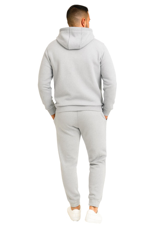 Erkek 2 İplik Şardonlu Kapşonlu Paça Lastikli Eşofman Takımı - Beyaz