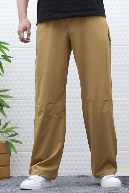 Erkek Baggy Pantolon Diz Detaylı Paraşüt Kumaş - Tarçın