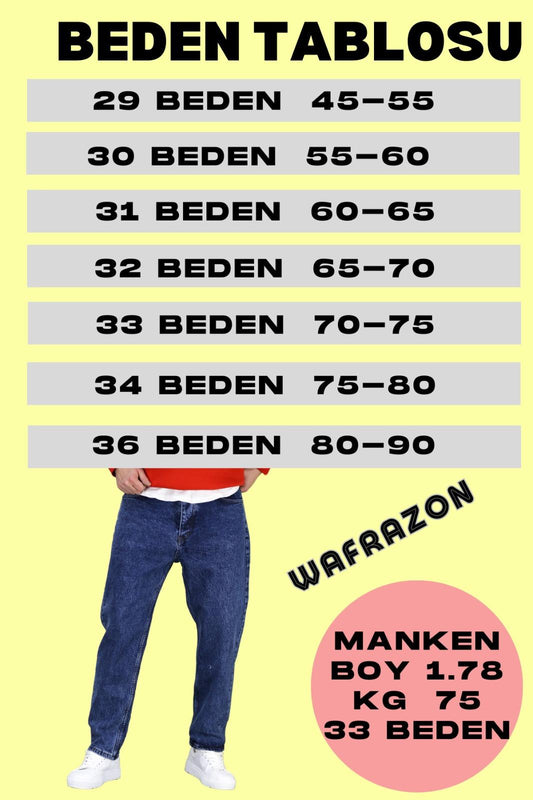 Erkek Düz Paça Yıkamalı Boyfriend Pantolon - Mavi