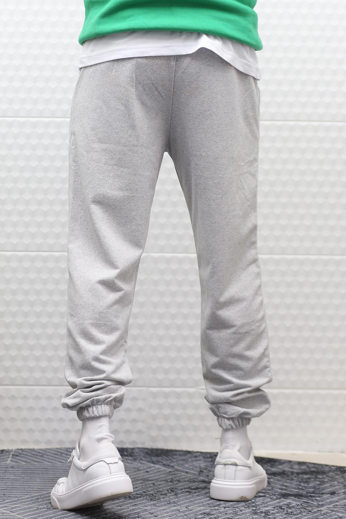 Erkek Eşofman Altı Yazlık Boston Baskılı - Gri