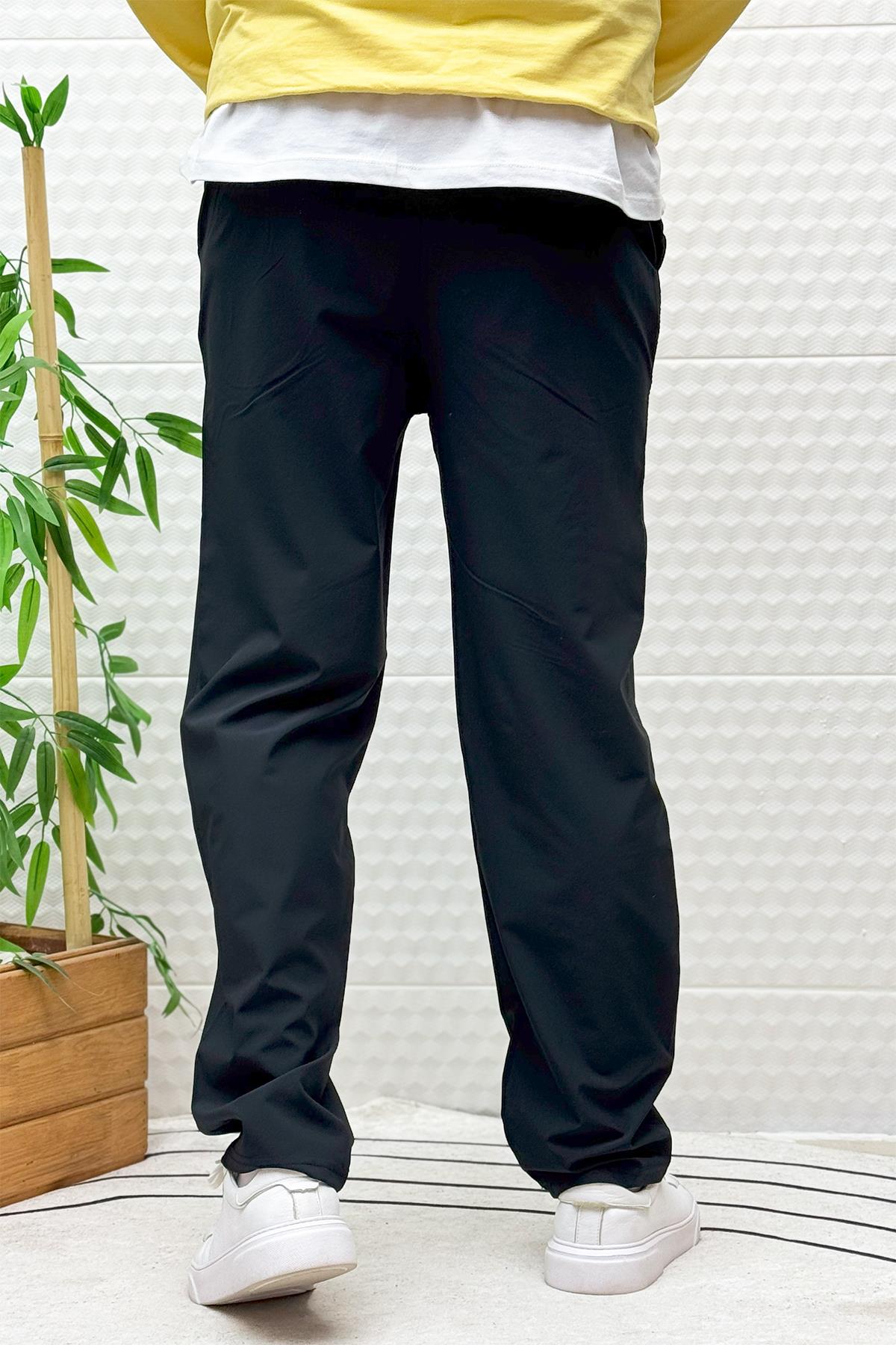 Erkek Full Likralı Rahat Kesim Baggy Jogger Pantolon - Siyah