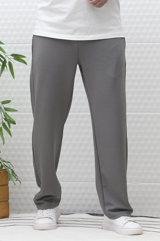 Erkek Full Likralı Rahat Kesim Baggy Pantolon Bel Lastikli - Gri