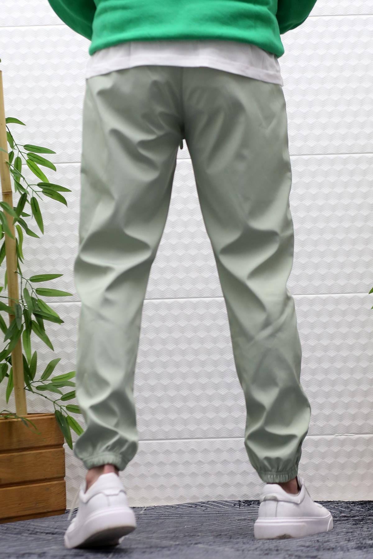 Erkek Jagger Pantolon Paraşüt Kumaş Su Tutmaz Rüzgar Geçirmez Parçalı Model - Su Yeşili