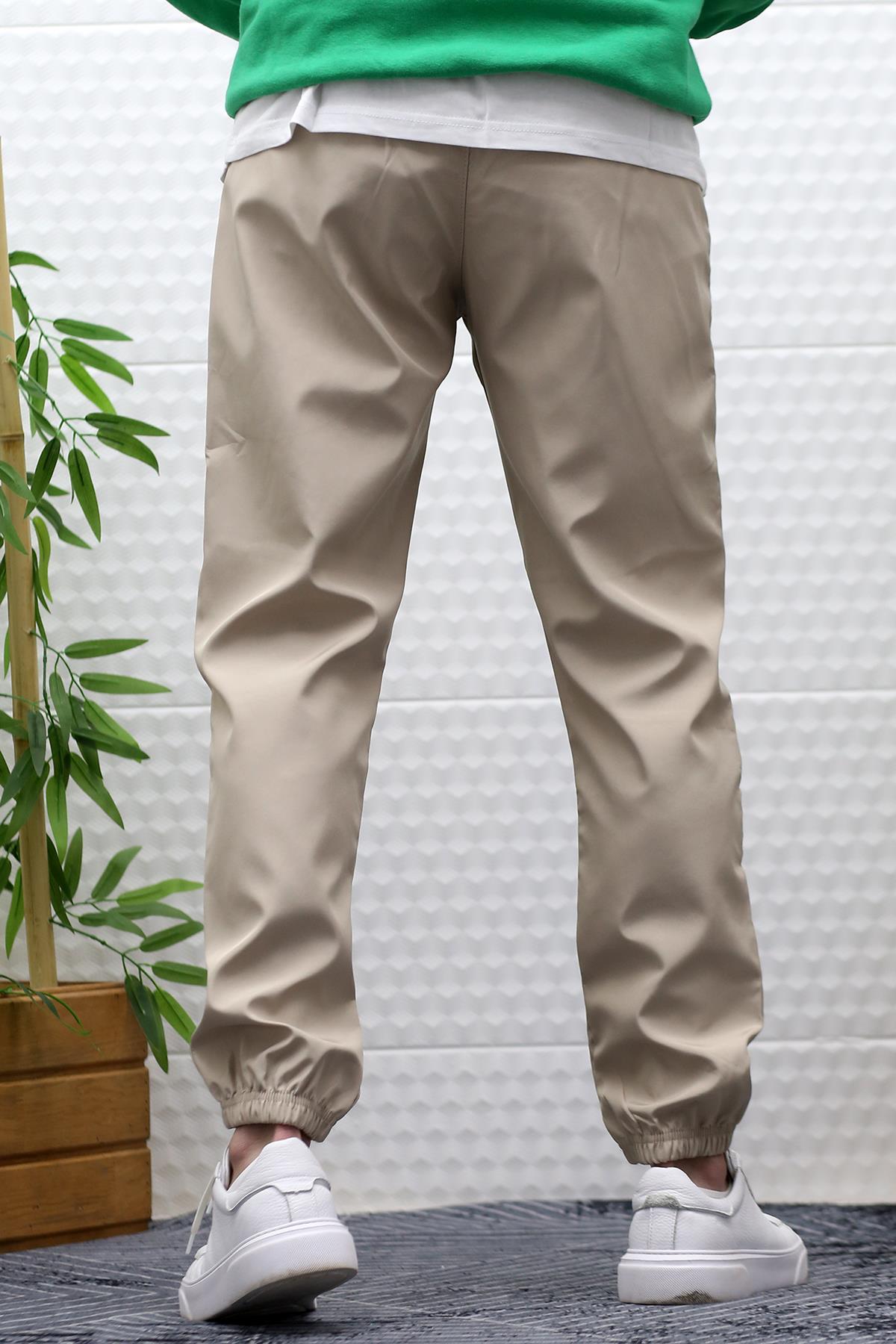 Erkek Jagger Pantolon Paraşüt Kumaş Su Tutmaz Rüzgar Geçirmez Parçalı Model - Bej