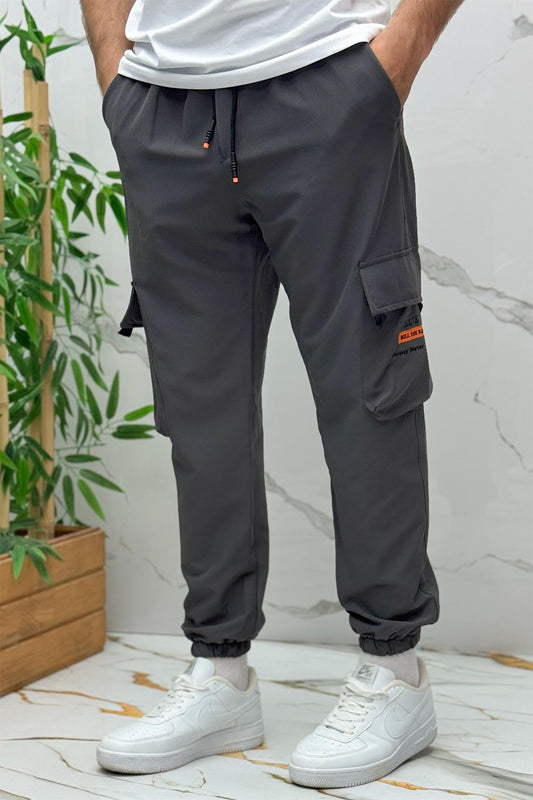 Erkek Jogger Kargo Cepli Paraşüt Pantalon (DAR KESİM) - Antrasit