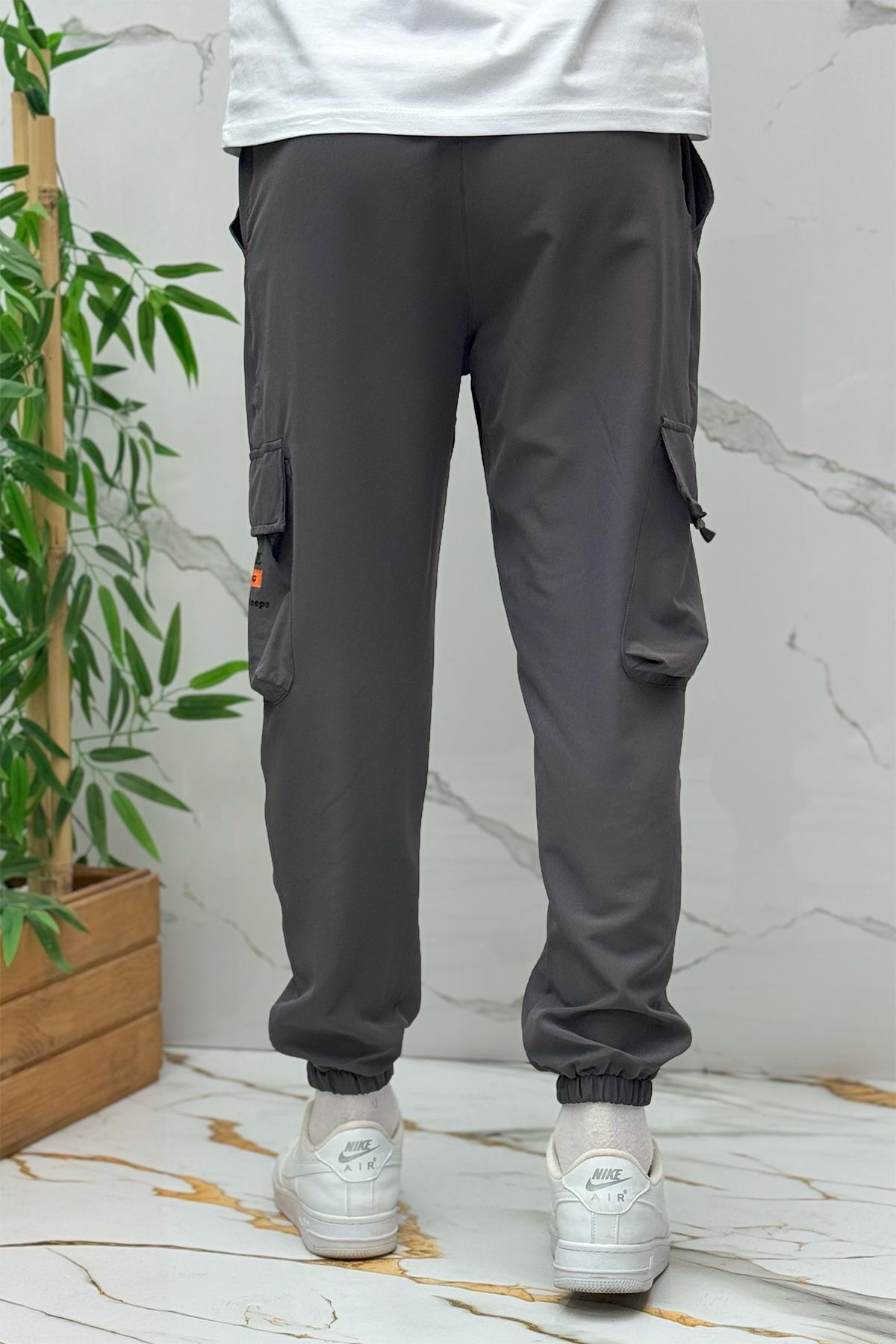 Erkek Jogger Kargo Cepli Paraşüt Pantalon (DAR KESİM) - Antrasit