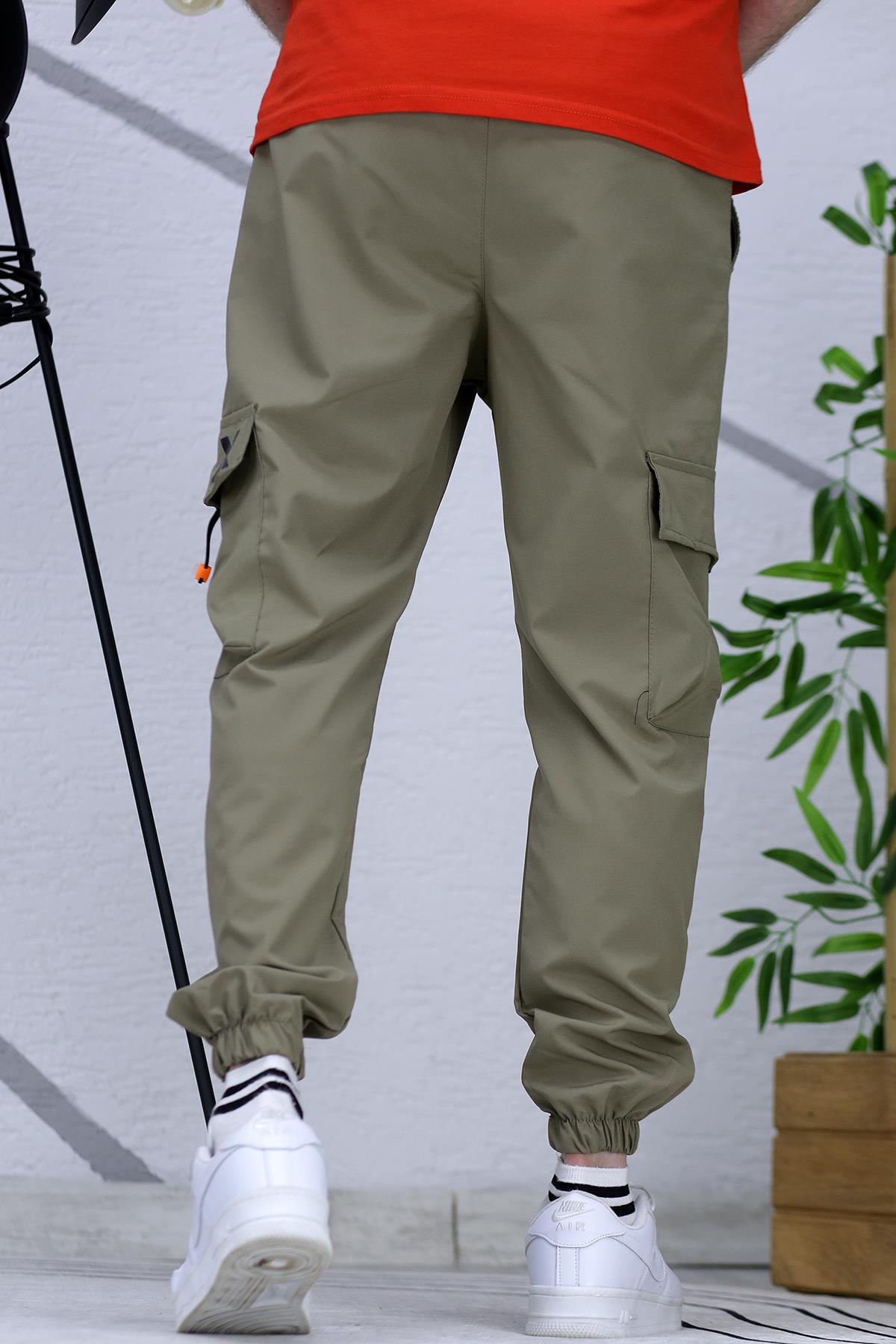 Erkek Jogger Paçası Lastikli Kargo Pantalon Xxx (DAR KESİM) - Haki Yeşil
