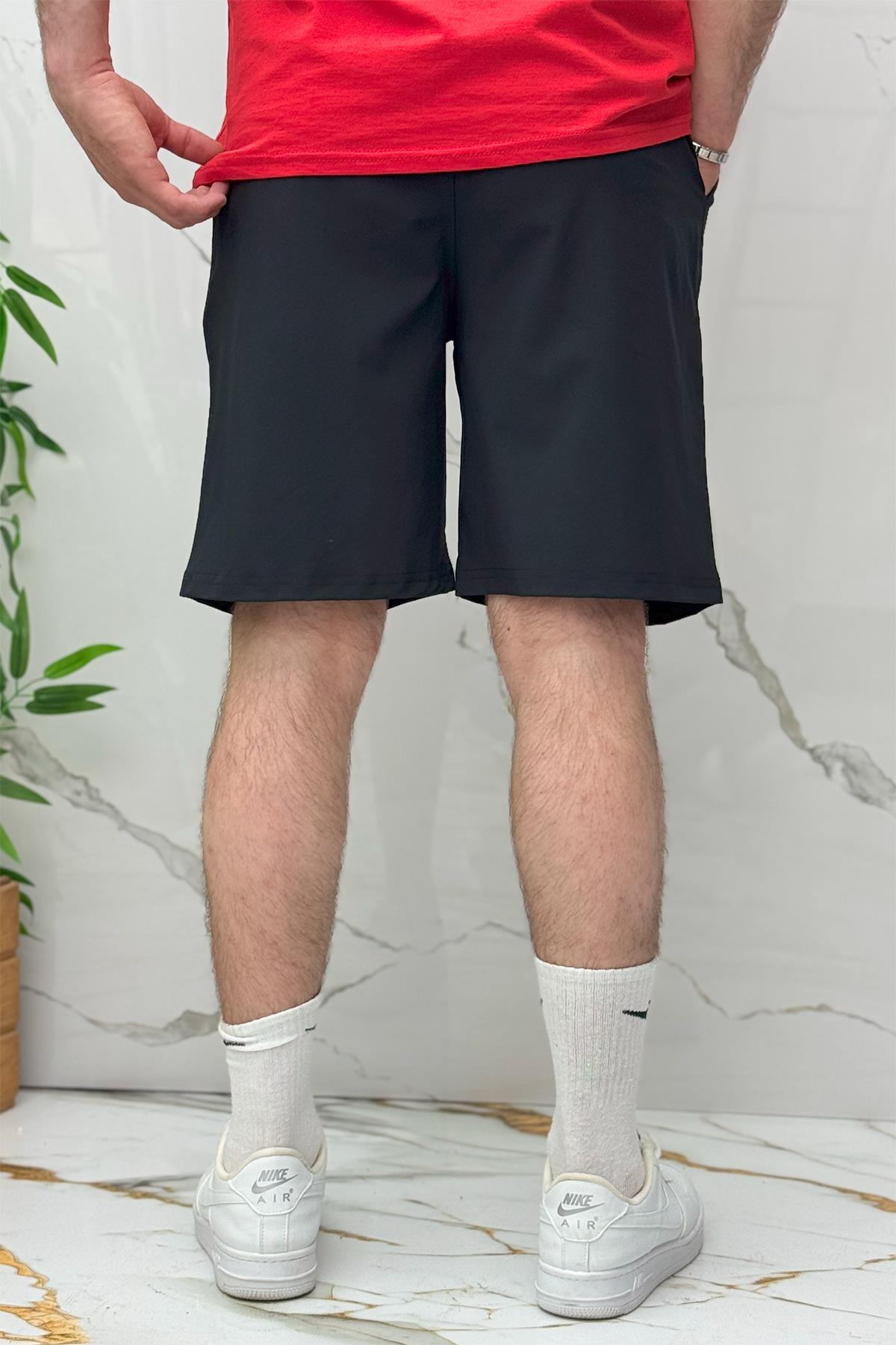 Erkek Likralı Rahat Giyim Şort - Siyah