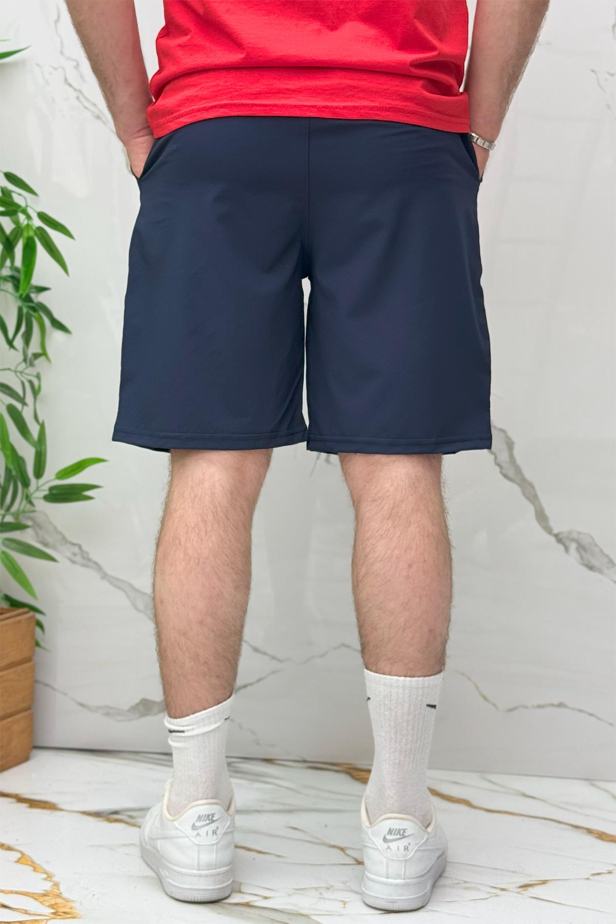 Erkek Likralı Rahat Giyim Şort - Lacivert