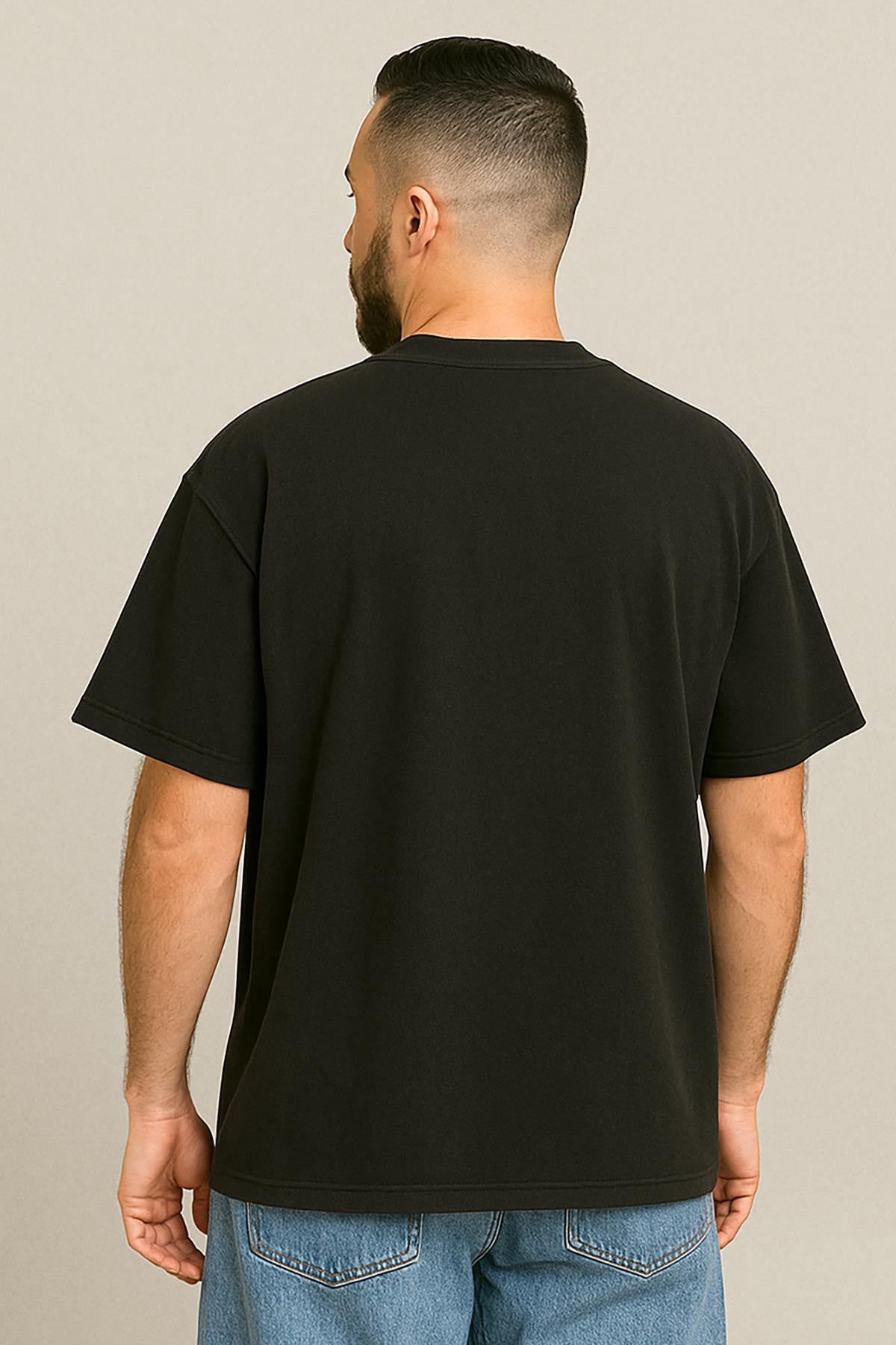 Erkek Oversize Tshirt (Bol Kalıp) Premium Kalite Düz Model - Siyah