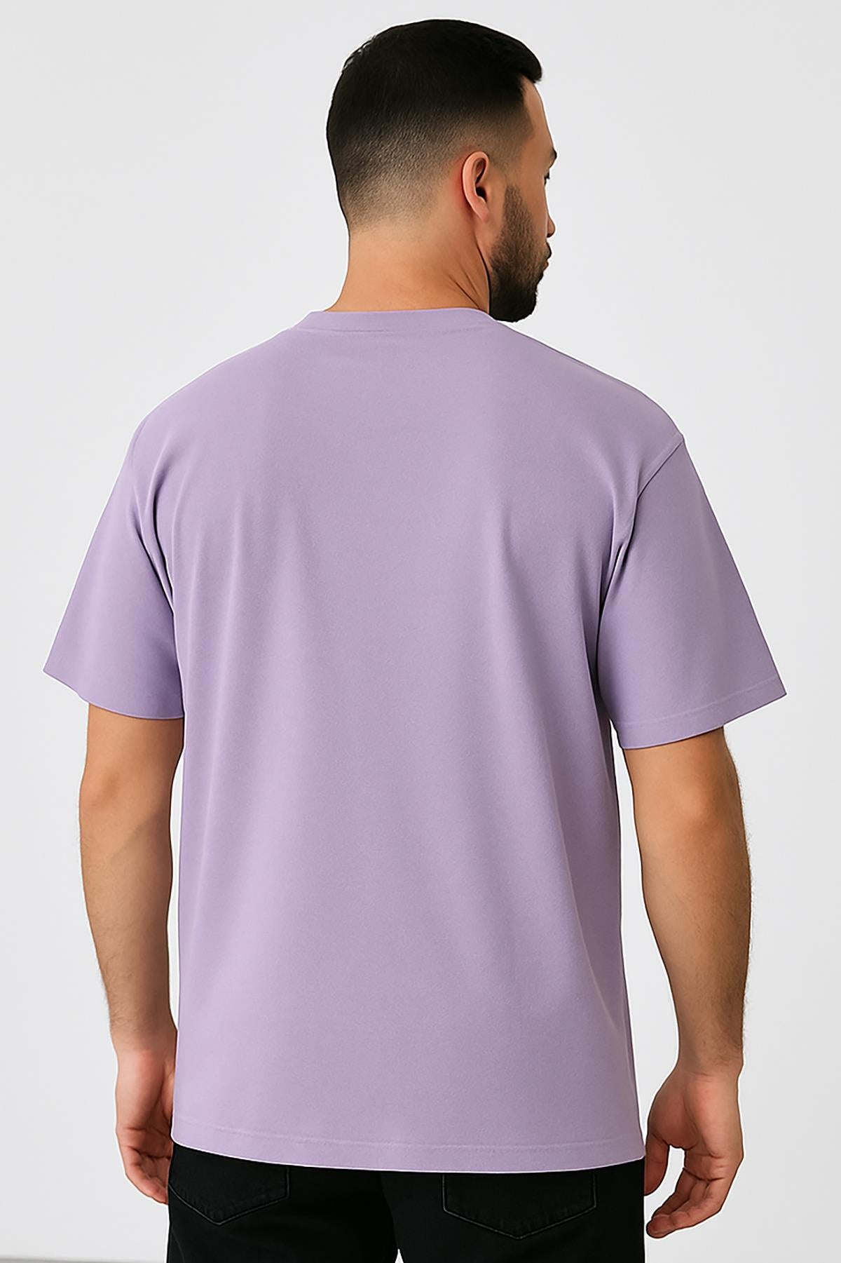 Erkek Oversize Tshirt (Bol Kalıp) Premium Kalite Düz Model - Lila