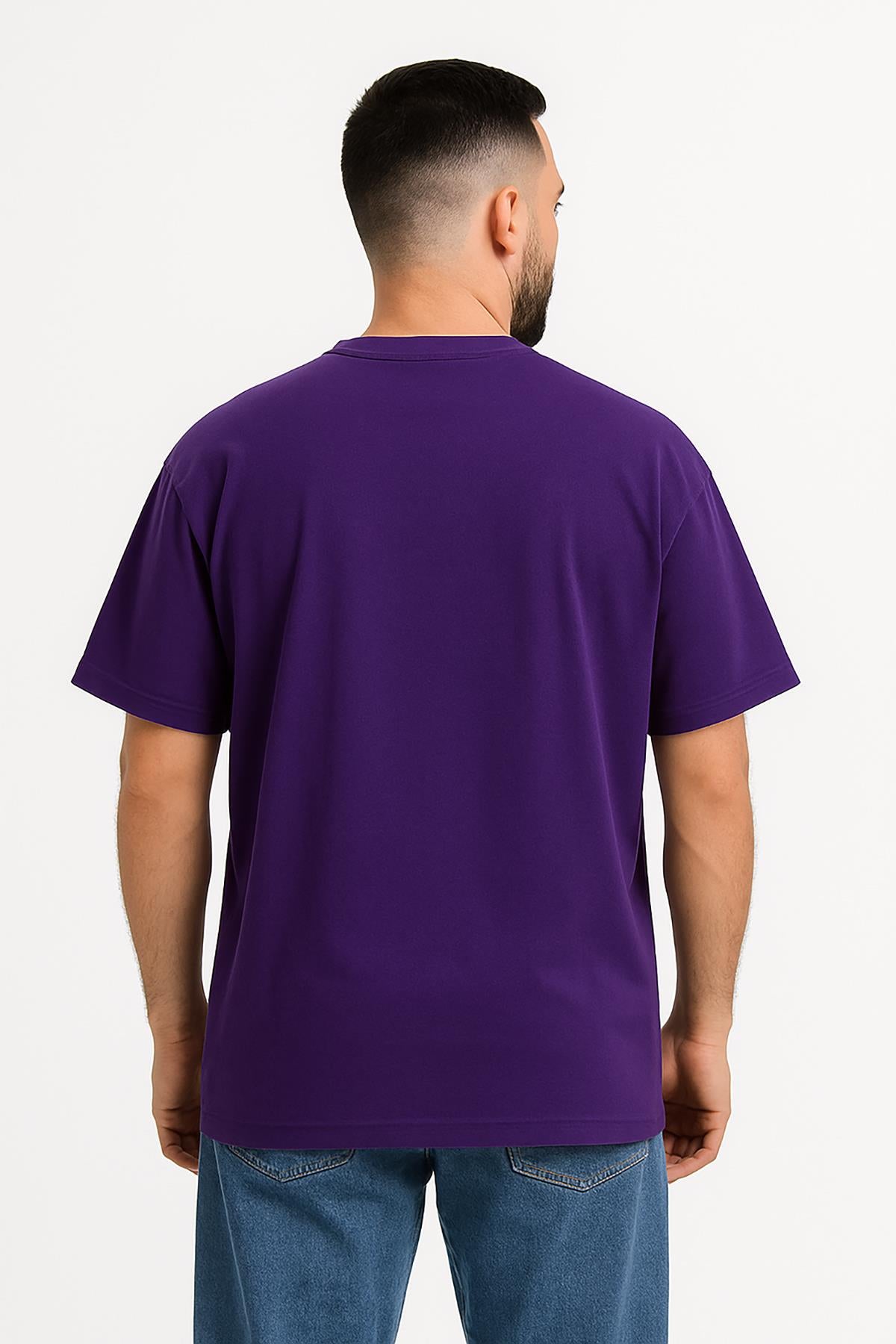 Erkek Oversize Tshirt (Bol Kalıp) Premium Kalite Düz Model - Mor