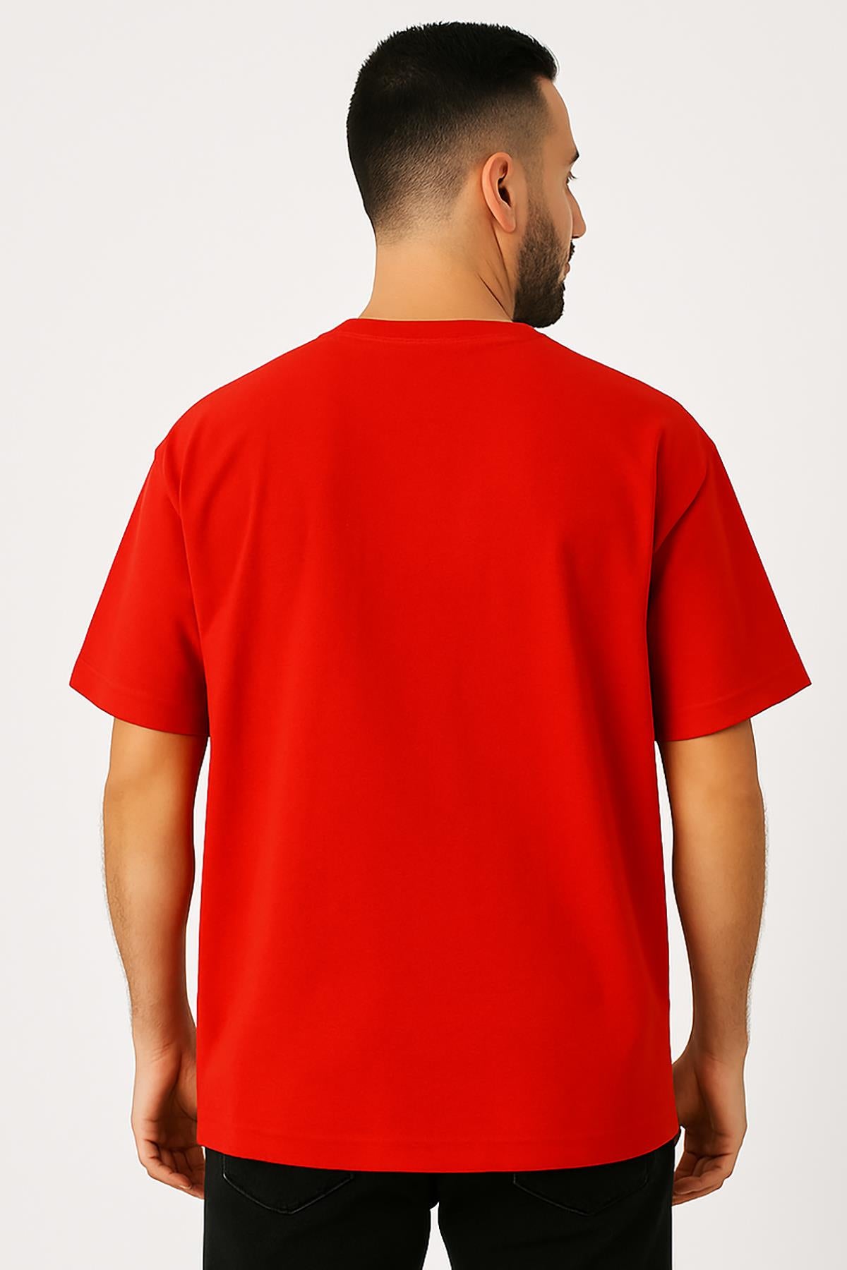 Erkek Oversize Tshirt (Bol Kalıp) Premium Kalite Düz Model - Nar Çiçeği