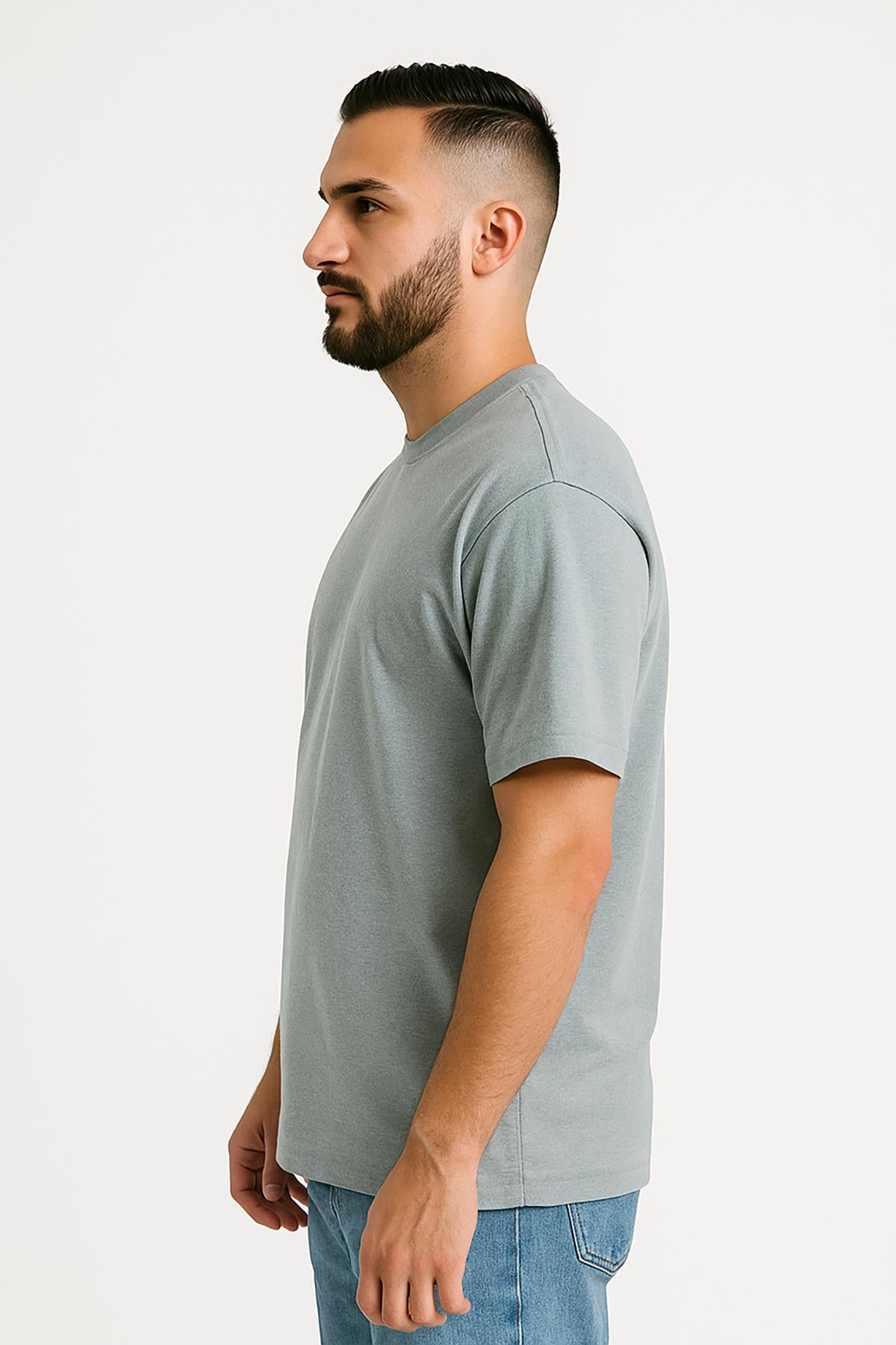 Erkek Oversize Tshirt (Bol Kalıp) Premium Kalite Düz Model - Koyu Gri