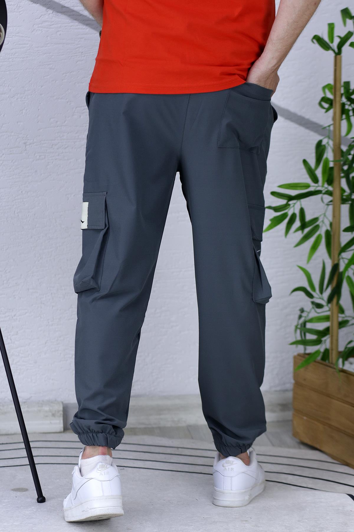 Erkek Paçası Lastikli Cep Detaylı Kargo Pantolon 13 - Antrasit