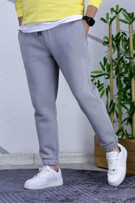 Erkek paçası lastikli Şardonlu Üç İplik Eşofman Altı Süper Kalite - Koyu Gri