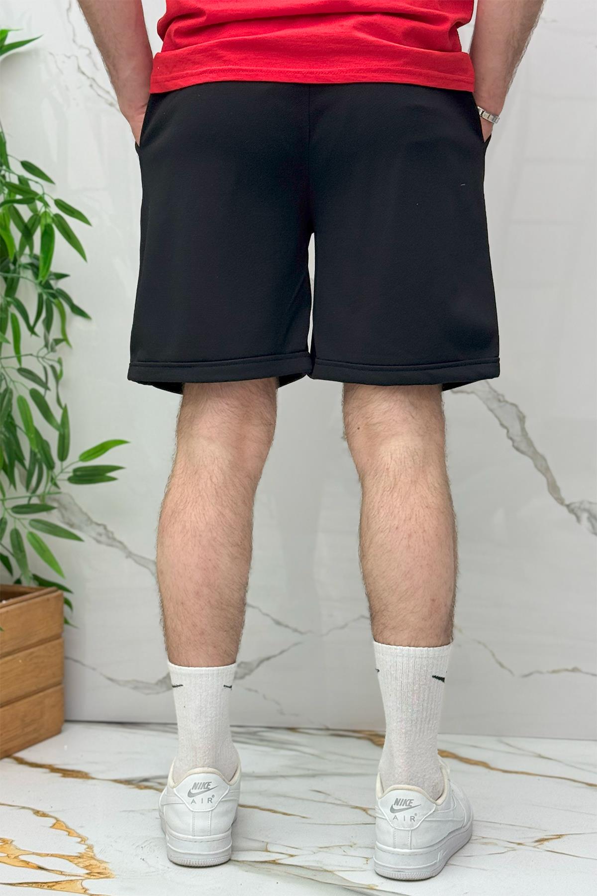 Erkek Pike Kumaş Rahat Şort - Siyah