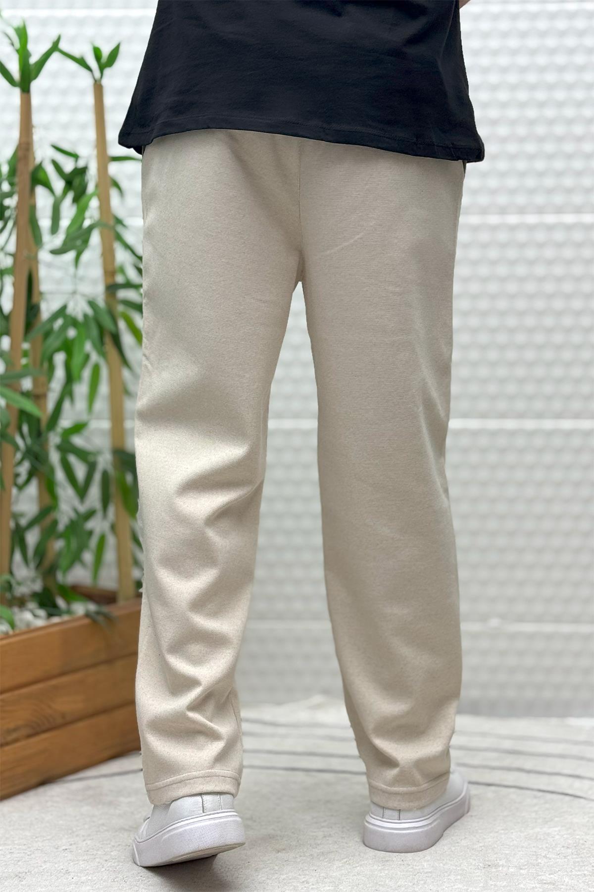 Erkek Rahat Kesim Pike Baggy Pantolon - Bej
