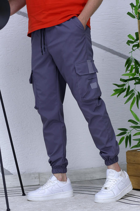Erkek Reflektörlü Jogger Kargo Pantolon - Antrasit