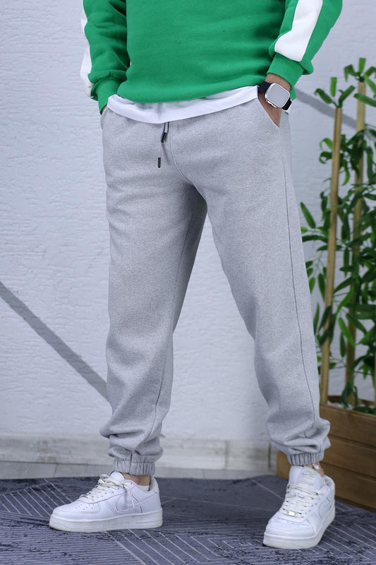 Erkek Şardonlu Üç İplik Eşofman Altıı - Gri