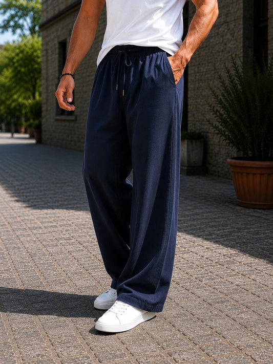 Erkek Tiril Tiril Yüksek Kalite Tensel Baggy Pantolon - Lacivert