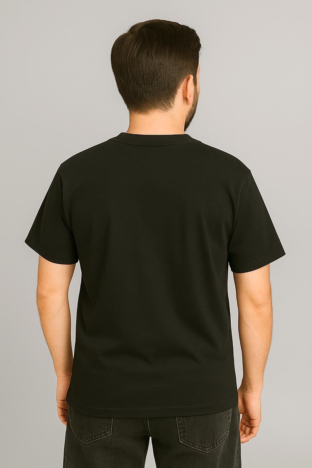 Erkek Tshirt Slim Fit (Dar Kalıp) Premium Kalite Düz Model - Siyah