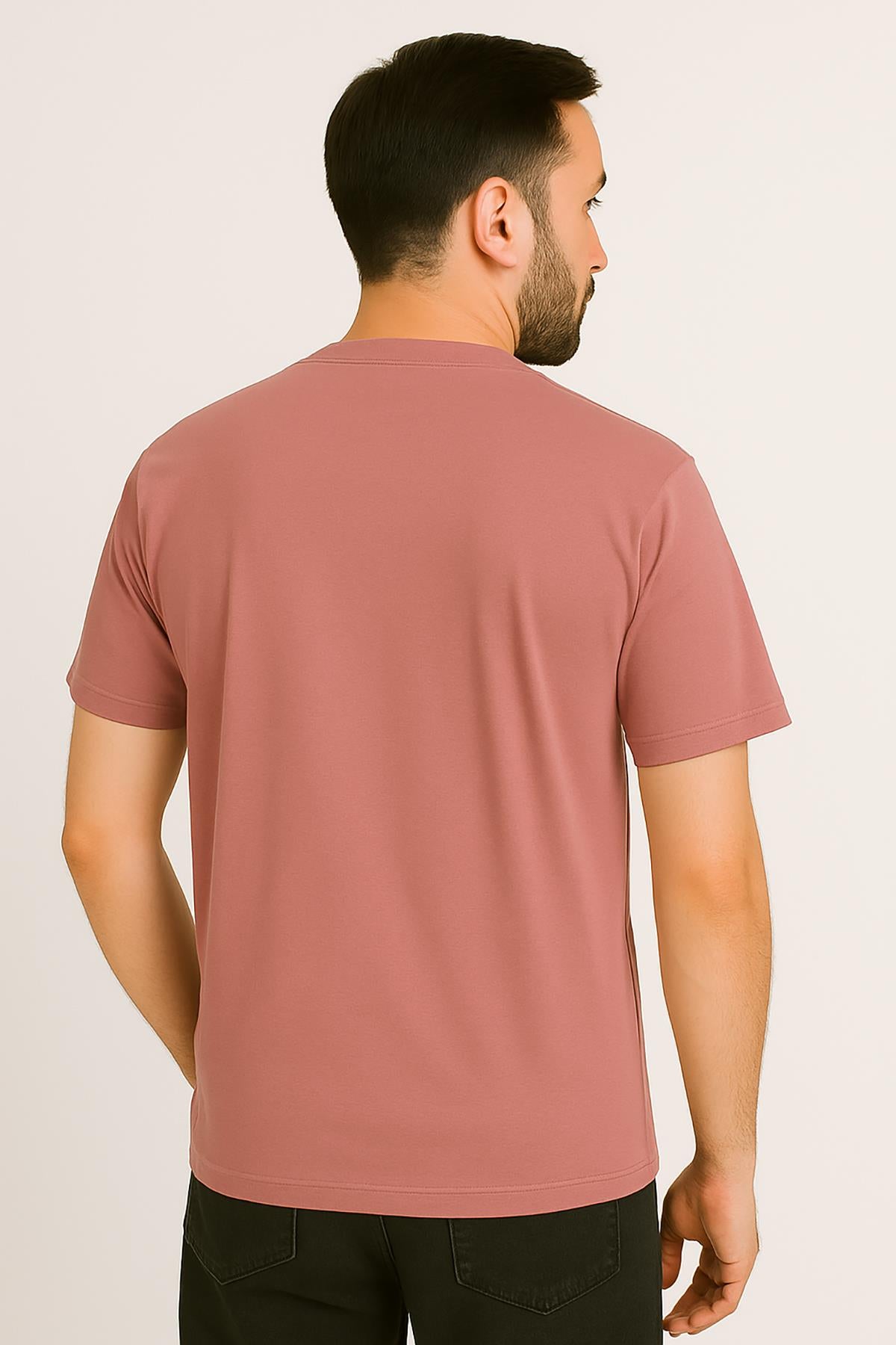 Erkek Tshirt Slim Fit (Dar Kalıp) Premium Kalite Düz Model - Kiremit