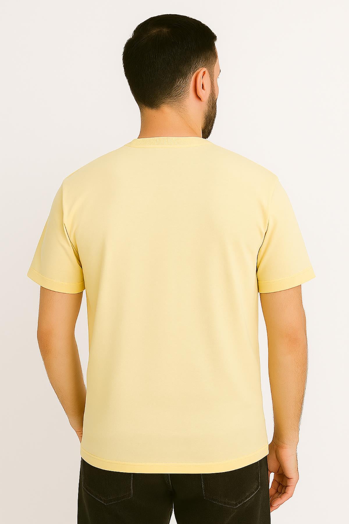 Erkek Tshirt Slim Fit (Dar Kalıp) Premium Kalite Düz Model - Sarı