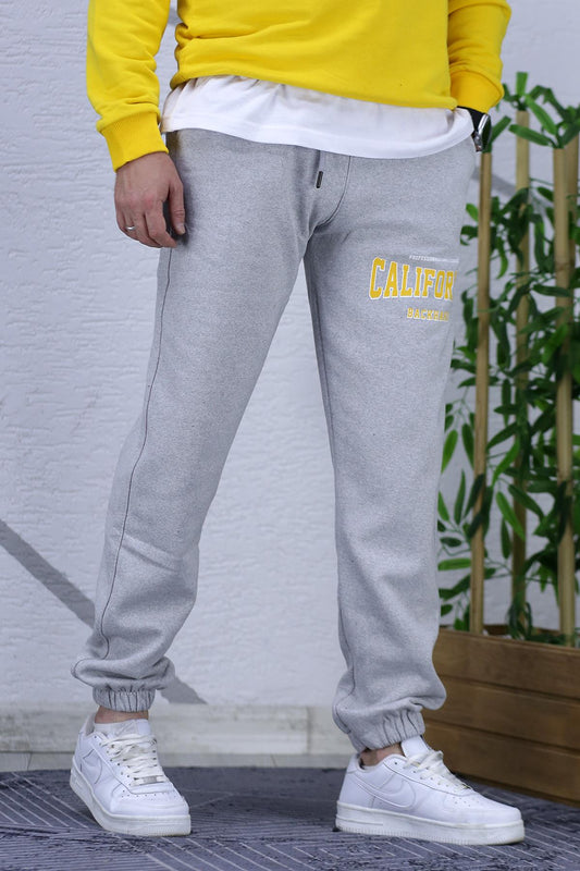 Erkek Üç İplik Eşofman Altı Calıfornia Baskı - Gri