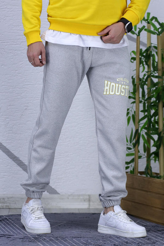 Erkek Üç İplik Eşofman Altı Houston Baskı - Gri