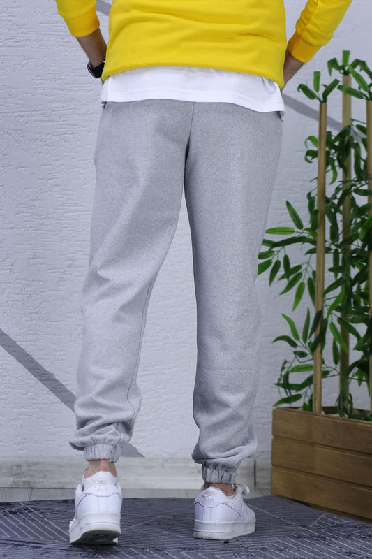 Erkek Üç İplik Şardonlu Eşofman Altı Michıgan Baskı - Gri