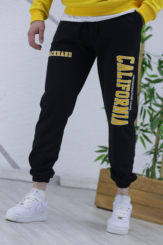 Erkek Yazlık Baskılı İnce Eşofman 05 - Siyah