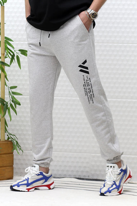 Erkek Yazlık Eşofman Altı Wafra Yan Baskı - Gri