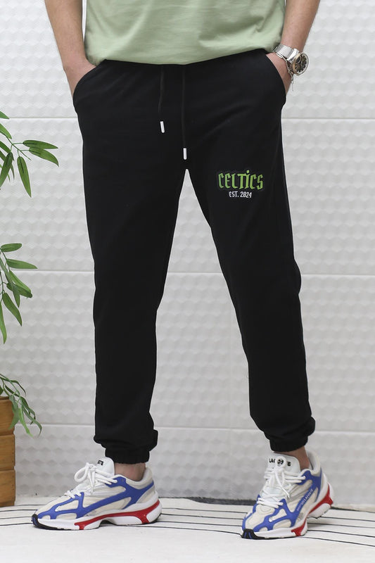 Erkek Yazlık Penye Eşofman Altı Celtic Baskı - Siyah