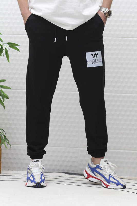 Erkek Yazlık Penye Eşofman Altı Wafra Baskı - Siyah