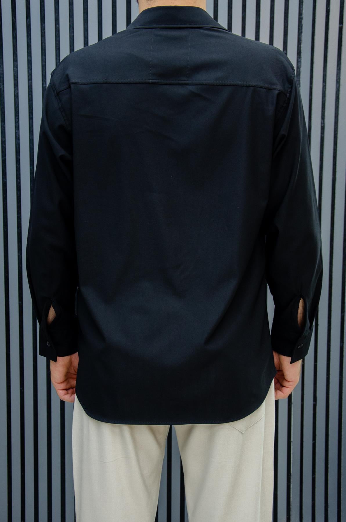 Erkek Yazlık Tiril Tiril Aktüs Cepli Oversize Gömlek - Siyah