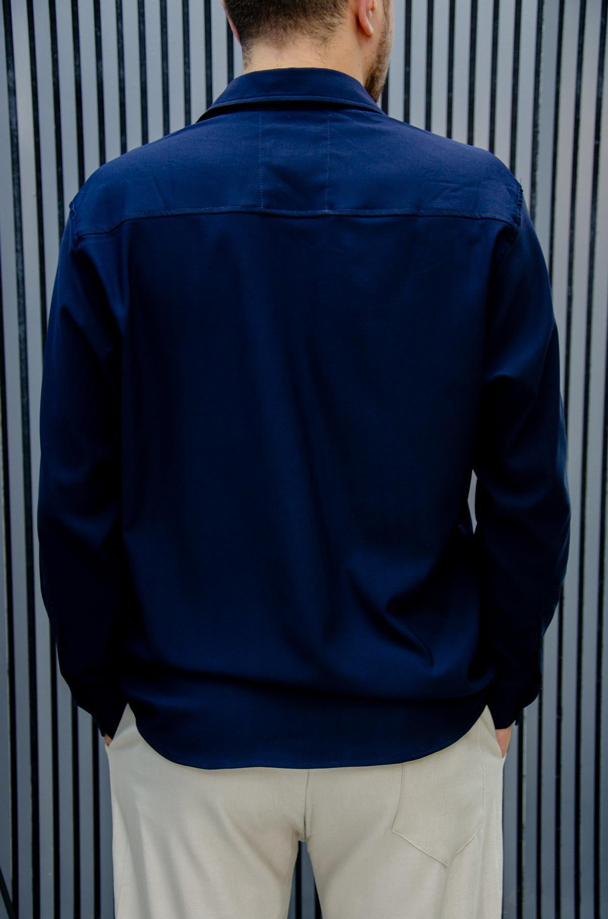 Erkek Yazlık Tiril Tiril Aktüs Oversize Gömlek - Lacivert