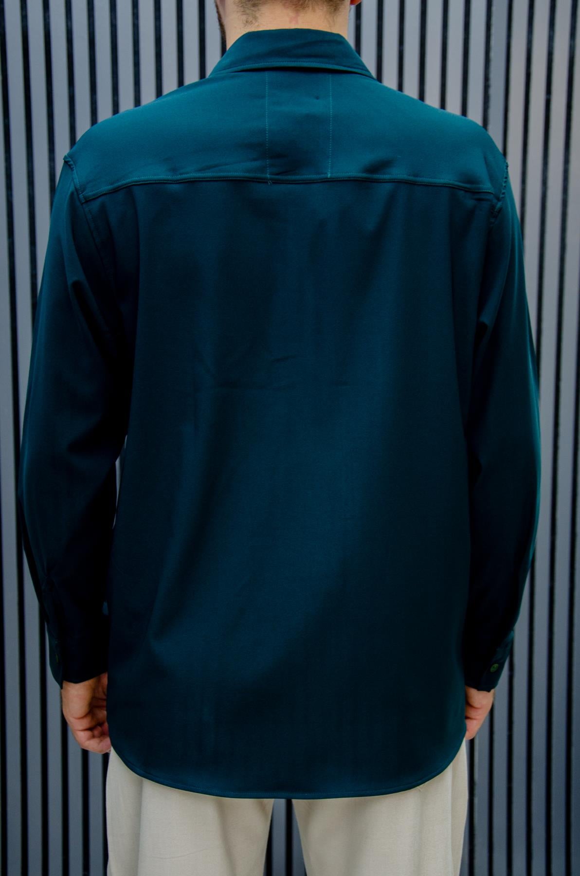 Erkek Yazlık Tiril Tiril Aktüs Oversize Gömlek - Koyu Yeşil