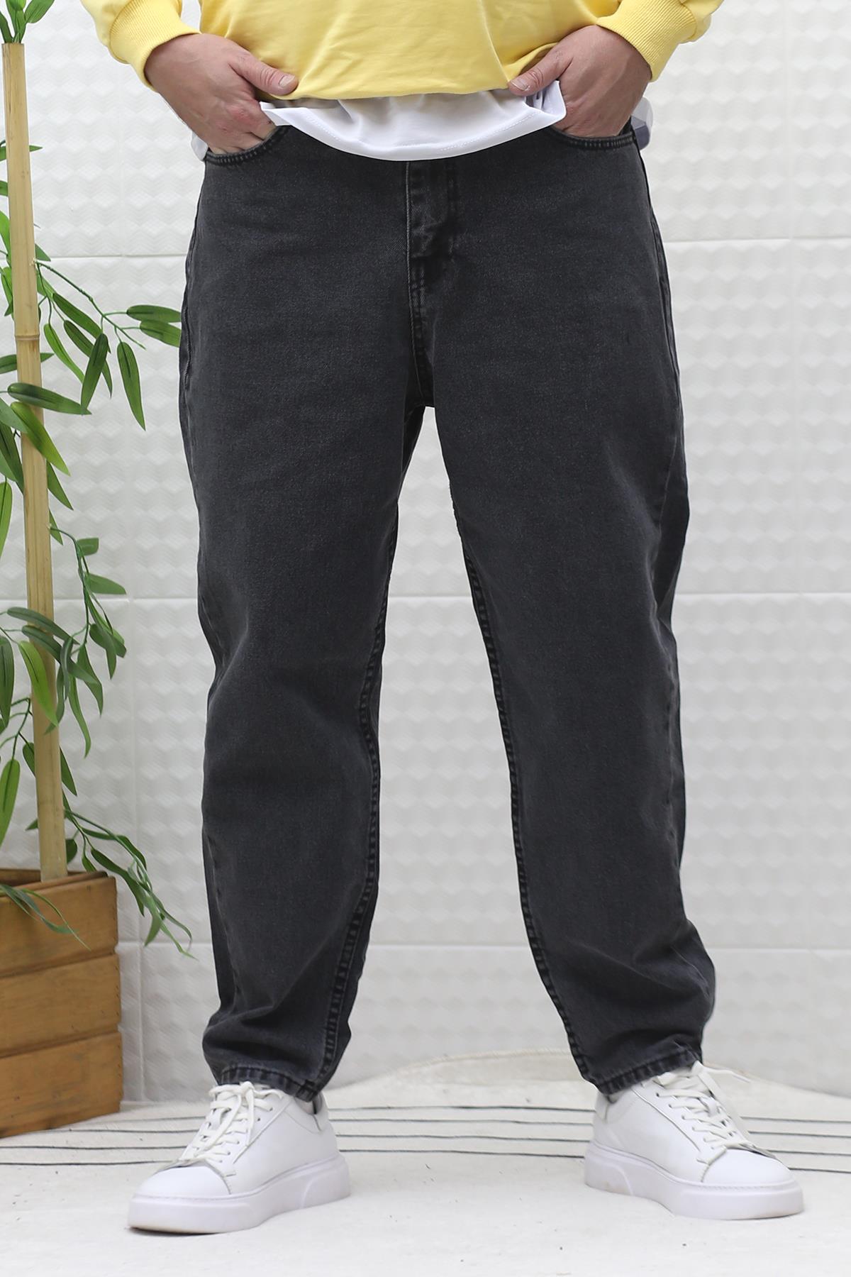 Erkek Yıkamalı Boyfirend Kot Pantolon - Füme