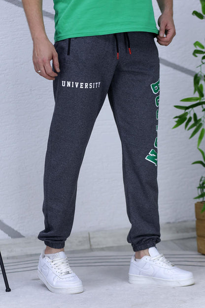 Boston Baskılı Erkek Yazlık İnce Eşofman Altı 07 - Antrasit