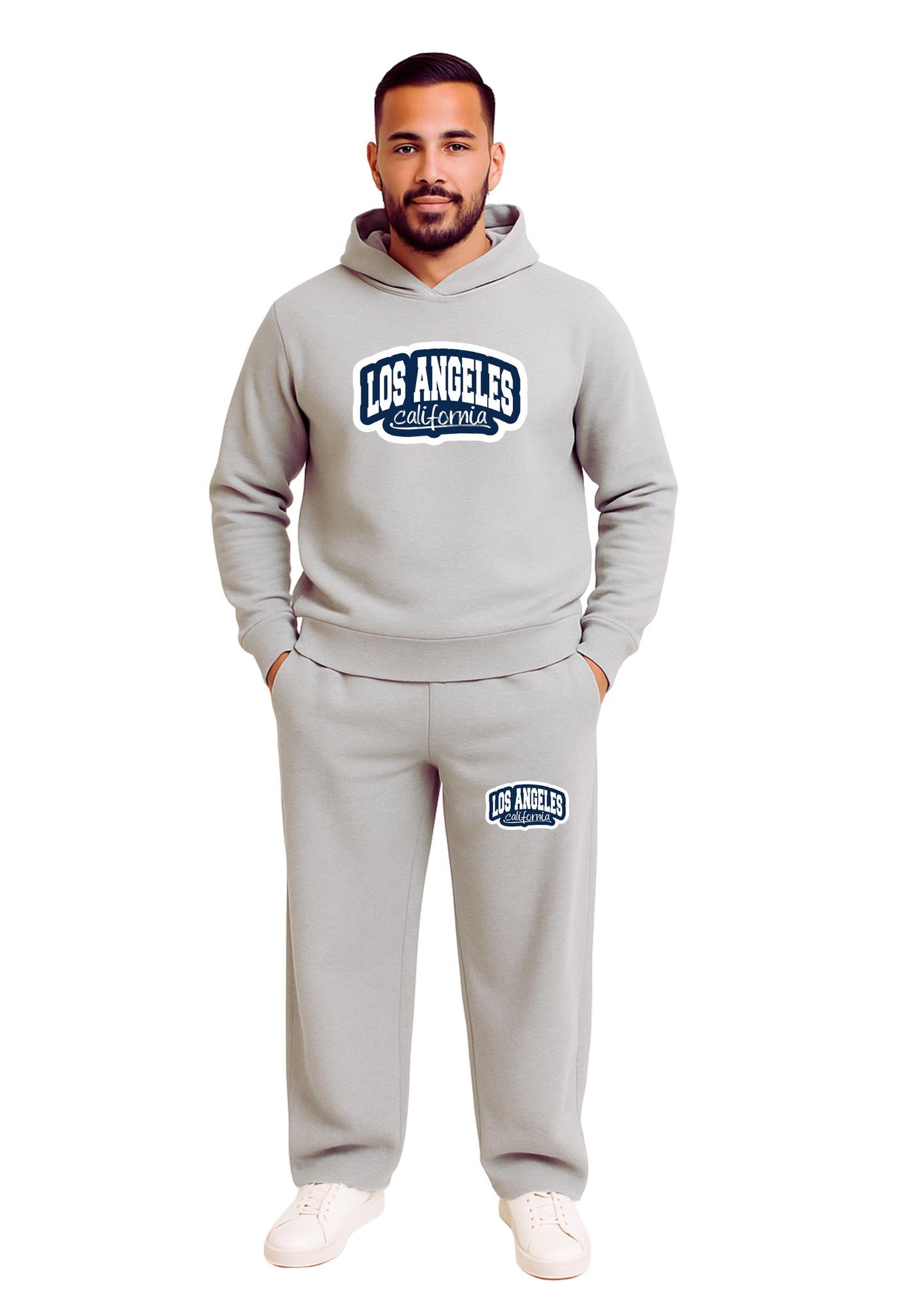 Erkek 2 İplik Kapşonlu Şardonlu Baggy Eşofman Takımı - Füme