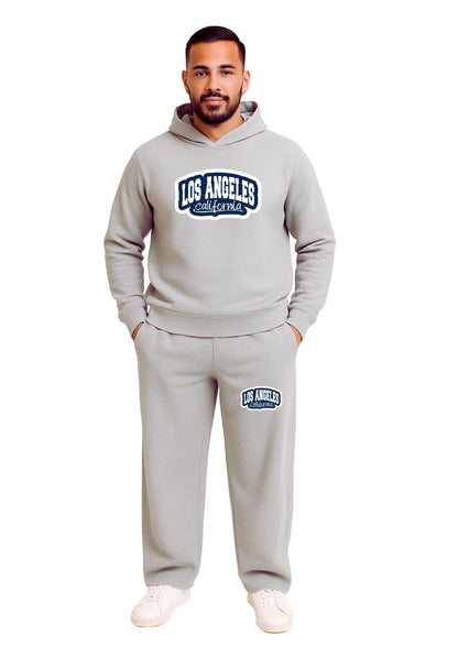 Erkek 2 İplik Kapşonlu Şardonlu Baggy Eşofman Takımı - Füme