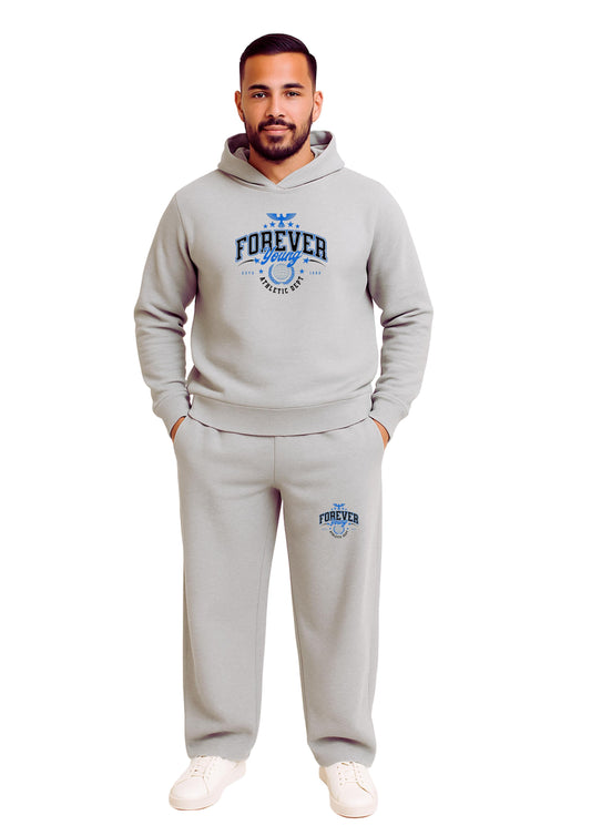 Erkek 2 İplik Kapşonlu Şardonlu Baggy Eşofman Takımı - Sarı