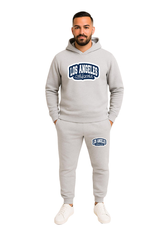 Erkek 2 İplik Kapşonlu Şardonlu  Paça Lastikli Eşofman Takımı - Füme