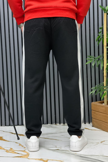 Erkek 2 İplik Şardonlu  Just Baskılı Baggy Eşofman Altı - Siyah