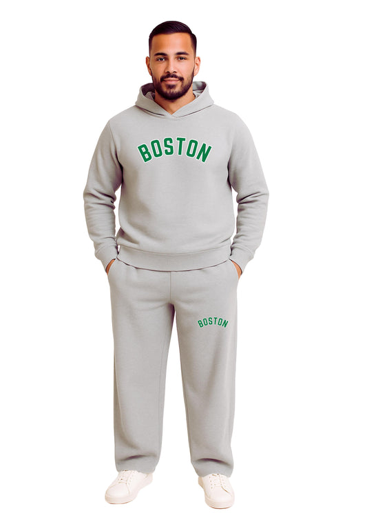 Erkek 2 İplik Şardonlu Kapşonlu Baggy  Eşofman Takımı - Füme