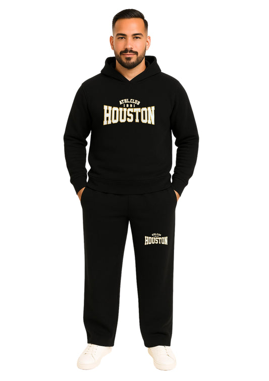 Erkek 2 İplik Şardonlu Kapşonlu Baggy  Eşofman Takımı - Sarı