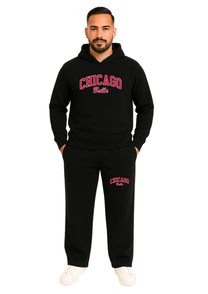 Erkek 2 İplik Şardonlu Kapşonlu Baggy  Eşofman Takımı - Kırmızı