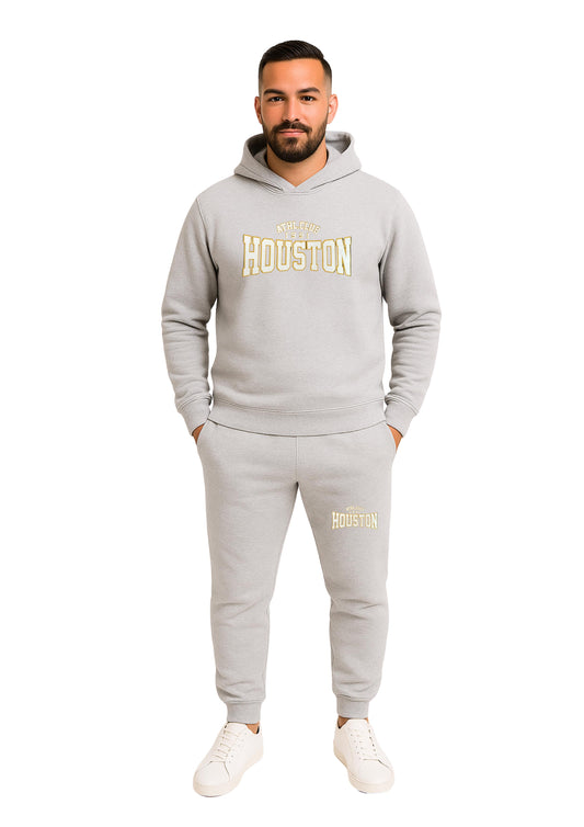 Erkek 2 İplik Şardonlu Kapşonlu Paça Lastikli Eşofman Takımı - Beyaz