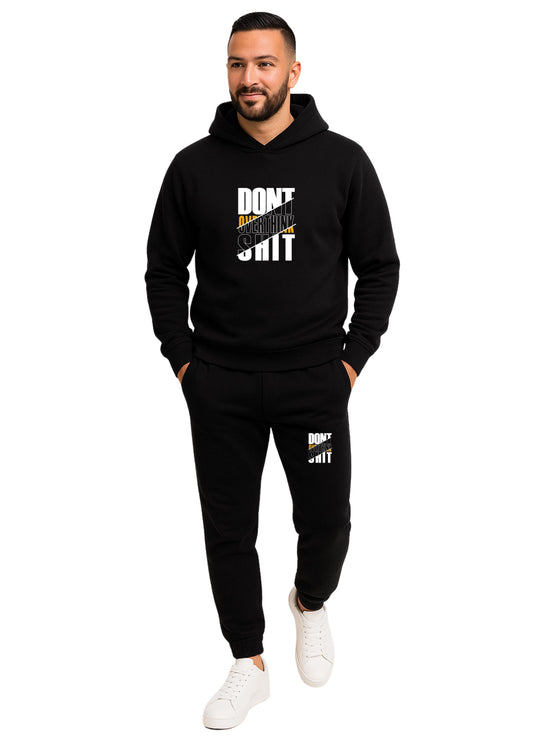 Erkek 2 İplik Şardonlu Kapşonlu Paça Lastikli Eşofman Takımı - Gri